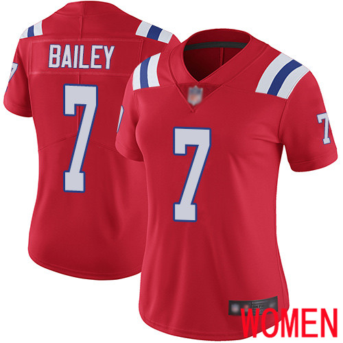 New England Patriots Football 7 Vapor Untouchable Limited Red Women Jake Bailey Alternate NFL Jersey